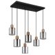 Pendule, Lustre suspendate - Lustra cu 6 Pendule lemn maro sticla fumurie ALEIDIS