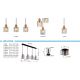 Pendule, Lustre suspendate - Lustra cu 6 Pendule lemn maro sticla fumurie ALEIDIS