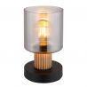 Lampa de masa lemn maro sticla fumurie ALEIDIS