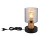 Veioze - Lampa de masa lemn maro sticla fumurie ALEIDIS