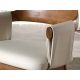 Scaune - Scaun dining imitatie de piele crem si lemn Walnut