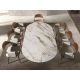 Scaune - Scaun dining imitatie de piele crem si lemn Walnut