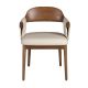 Scaune - Scaun dining imitatie de piele crem si lemn Walnut
