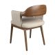 Scaune - Scaun dining imitatie de piele crem si lemn Walnut