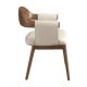 Scaune - Scaun dining imitatie de piele crem si lemn Walnut