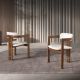 Scaune - Scaun dining material textil alb-galbui si lemn Off-white