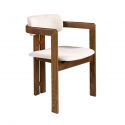 Scaun dining material textil alb-galbui si lemn Off-white