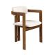 Scaun dining material textil alb-galbui si lemn Off-white