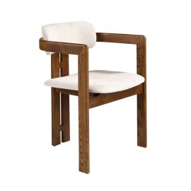 Scaune - Scaun dining material textil alb-galbui si lemn Off-white