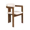 Scaun dining material textil alb-galbui si lemn Off-white