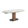 Masa extensibila din lemn si marmura portelanata Barrel 140-200x100cm