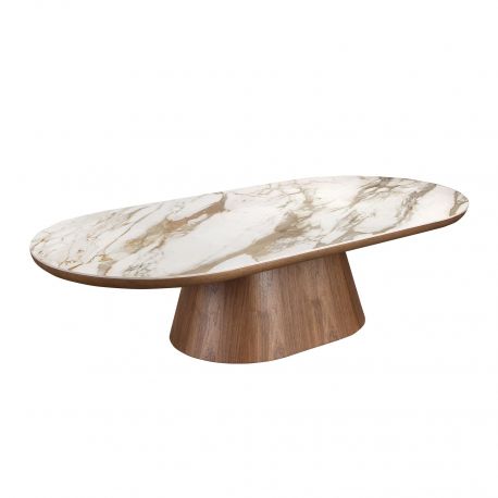 Masute Living - Masuta cu blat din marmura portelanata Walnut 160x80cm
