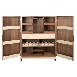 Bufet, Bar design LUX furnir de nuc si piele High sideboard