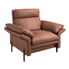 Fotoliu tapitat cu piele naturala Maro