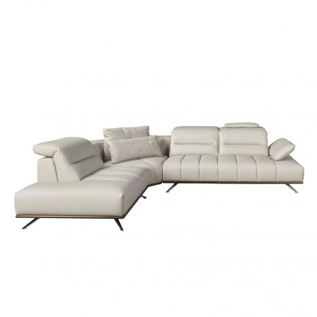 Coltare - Coltar LUX design italian cu sezlong stanga Cowhide gri deschis