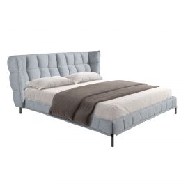 Pat dublu tapitat design LUX Gri-albastrui deschis, 180x200cm