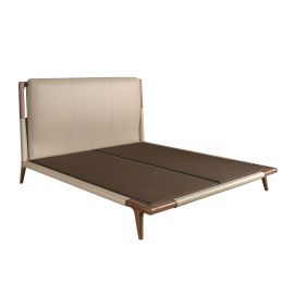 Pat dublu tapitat design LUX din lemn si piele sintetica Mink 180x200cm