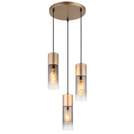 Lustra cu 3 Pendule metal sticla fumurie ANNIKA