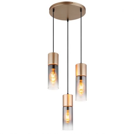 Pendule, Lustre suspendate - Lustra cu 3 Pendule metal sticla fumurie ANNIKA