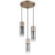 Pendule, Lustre suspendate - Lustra cu 3 Pendule metal sticla fumurie ANNIKA