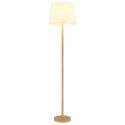 Lampadar de podea metal aspect lemn abajur textil alb JORIS
