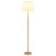 Lampadar de podea metal aspect lemn abajur textil alb JORIS