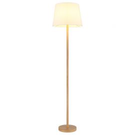 Lampadare - Lampadar de podea metal aspect lemn abajur textil alb JORIS