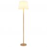 Lampadar de podea metal aspect lemn abajur textil alb JORIS