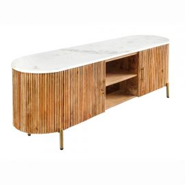 Comode - Comoda TV lemn de mango, marmura alba TRES CHIC 140cm