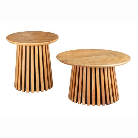 Masute Living - Set de 2 masute din lemn de salcam VALHALLA
