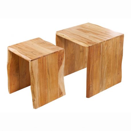 Masute Living - Set de 2 masute din lemn de salcam MAMMUT