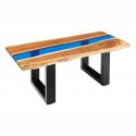 Masuta din lemn de salcam cu rasina epoxidica albastra LIQUID 110cm