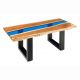 Masute Living - Masuta din lemn de salcam cu rasina epoxidica albastra LIQUID 110cm