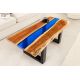 Masute Living - Masuta din lemn de salcam cu rasina epoxidica albastra LIQUID 110cm