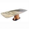 Masa extensibila ceramica bej taupe, furnir lemn de nuc ELEMENTS 180-260cm
