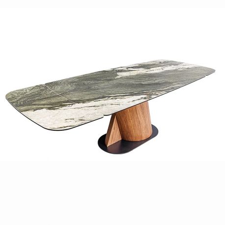 Mese extensibile - Masa extensibila ceramica gri taupe, furnir lemn de nuc ELEMENTS 180-260cm