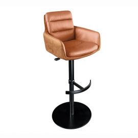 Scaune Bar - Scaun de bar pivotant Big George, microfibra/ piele coniac