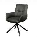Set de 2 scaune pivotant SIGNATURE piele naturala neagra