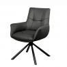 Set de 2 scaune pivotant SIGNATURE piele naturala neagra