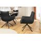 Scaune - Set de 2 scaune pivotant SIGNATURE piele naturala neagra