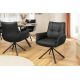 Scaune - Set de 2 scaune pivotant SIGNATURE piele naturala neagra