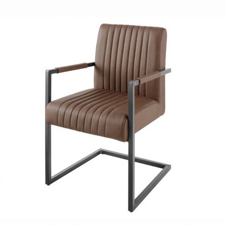 Scaune - Scaun cu brate design retro Big Aston piele naturala maro vintage