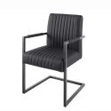 Scaun cu brate design retro Big Aston piele naturala neagra