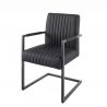 Scaun cu brate design retro Big Aston piele naturala neagra