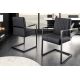 Scaune - Scaun cu brate design retro Big Aston piele naturala neagra