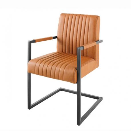 Scaune - Scaun cu brate design retro Big Aston piele naturala coniac vintage