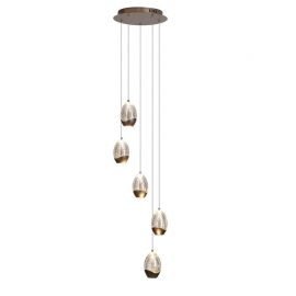 Lustra LED decorativa metal latte sticla sampanie Seeds 5Lt