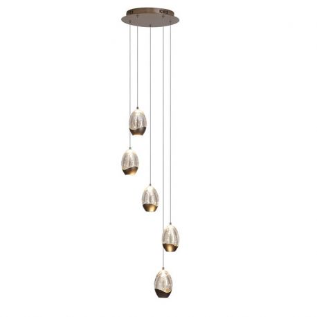 Pendule, Lustre suspendate - Lustra LED decorativa metal latte sticla sampanie Seeds 5Lt