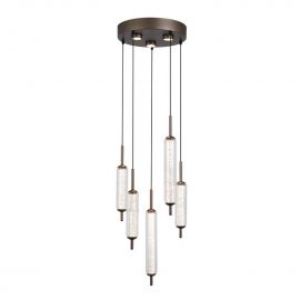 Pendule, Lustre suspendate - Lustra LED suspendata metal latte sticla decorativa Cattail 5Lt