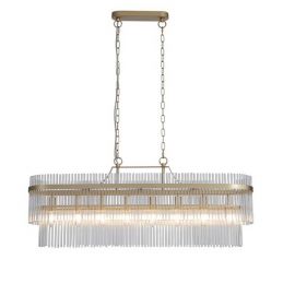 Candelabre, Lustre - Candelabru oval modern metal auriu, tije din sticla Lara